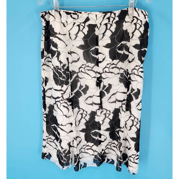 Jones Wear Womens Pencil Skirt White Black Floral Midi Lined Career Casual Sz 14 - Picture 1 of 7